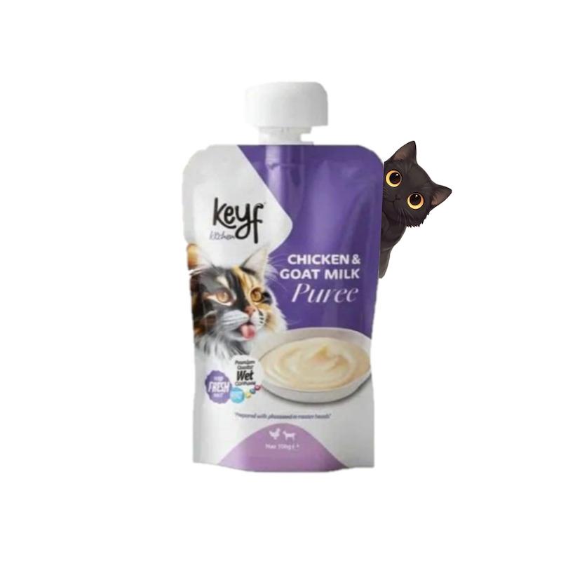 پودینگ گربه بالغ کی اف‌ Keyf طعم مرغ و شیر بز 100گرم