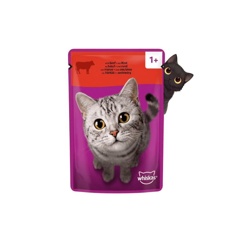 پوچ گربه ویسکاس طعم گوشت گاو 85گرم