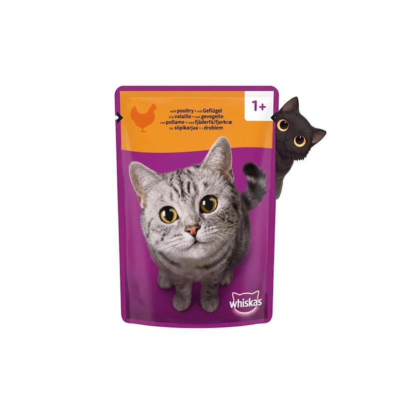 پوچ گربه ویسکاس طعم‌ گوشت پرندگان 85گرم