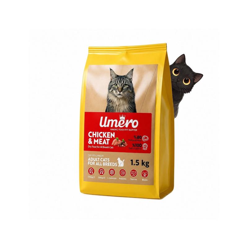 غذا خشک‌گربه بالغ اومرو طعم مرغ و‌ گوشت 1.5‌ کیلوگرم