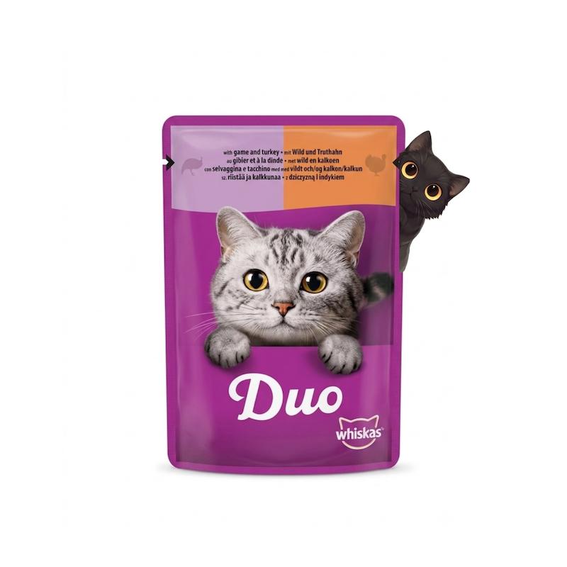 پوچ گربه ویسکاس مدل Duo طعم‌ گوشت شکاری و بوقلمون 85گرم