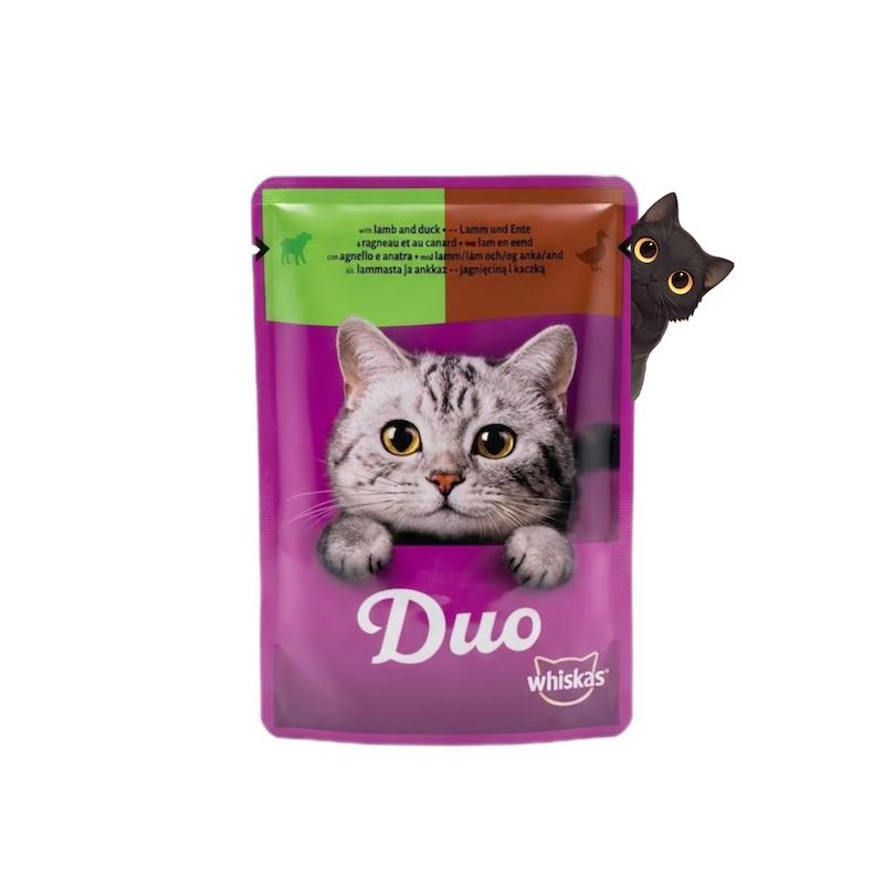 پوچ گربه ویسکاس مدل Duo طعم‌ گوشت بره و اردک 85گرم