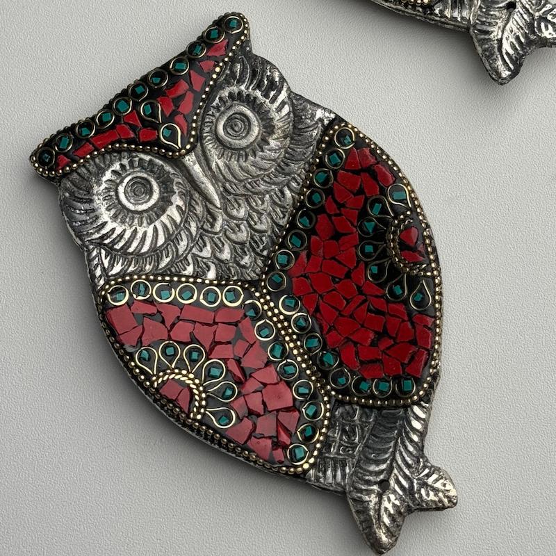 جاعودى دستساز جغد (برنج كوب،صدف و سنگ تزئينى)