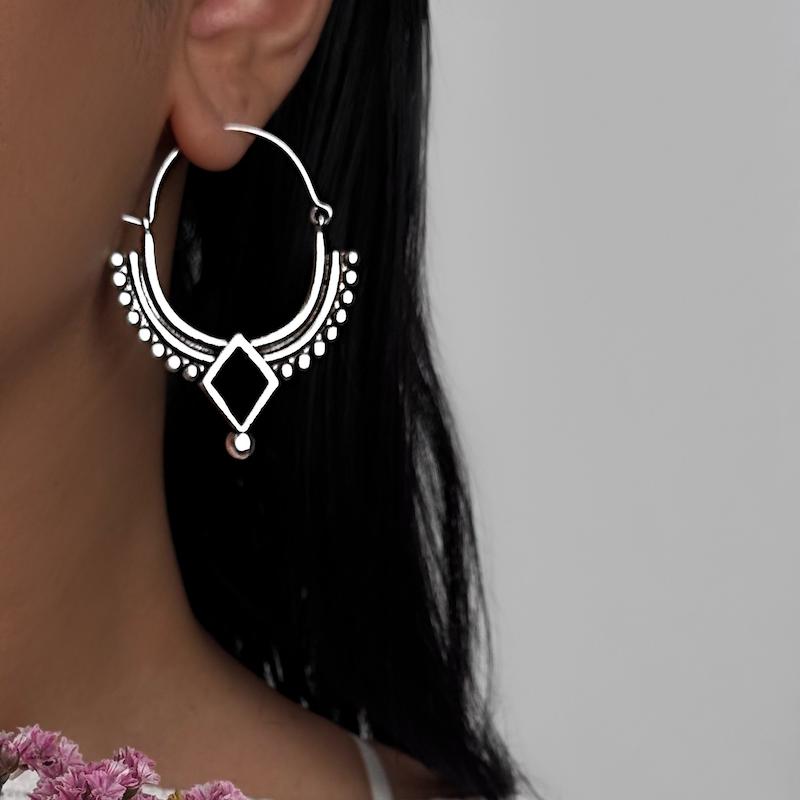 گوشواره برنج و برنج آبكارى نقره