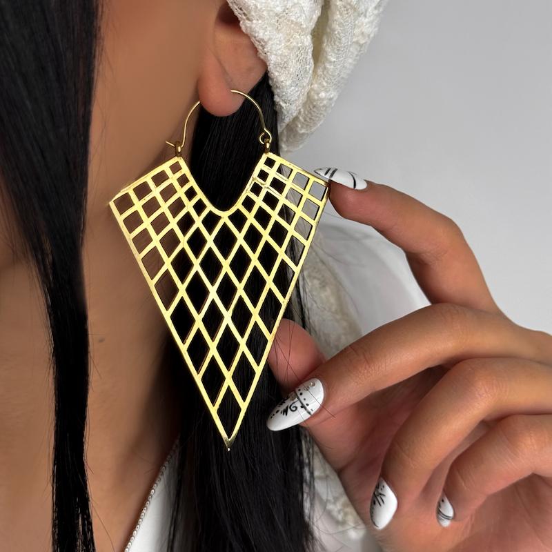 گوشواره برنج و برنج آبكارى نقره
