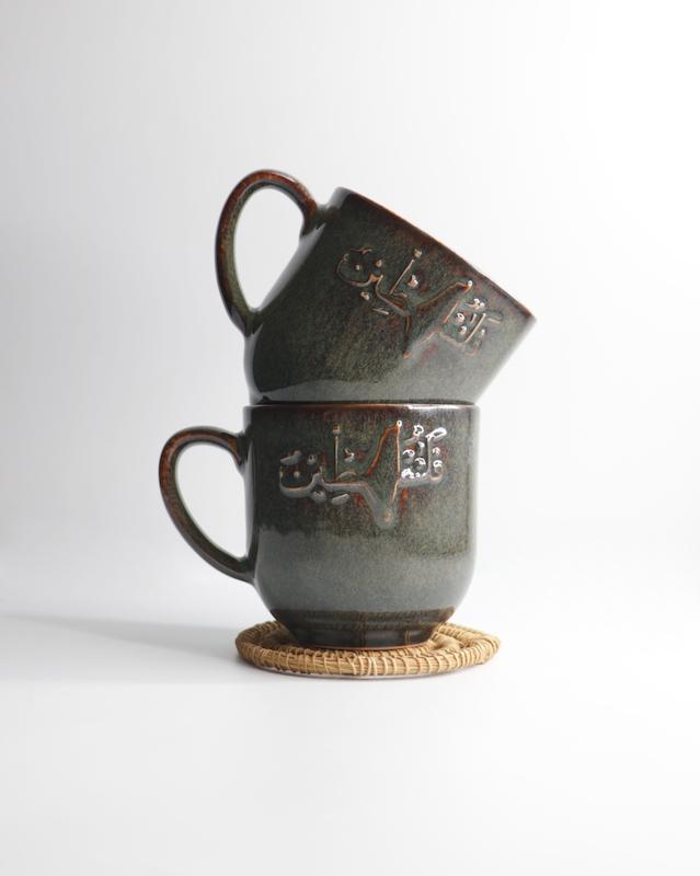 ماگ سیره( دسته‌دار، طرح فلسطین) ، رنگ سبز تیره