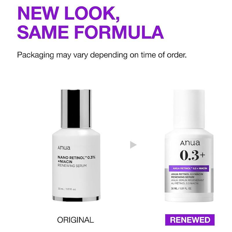 سرم ضد چروک و روشن کننده نانو رتینول 0.3 درصد و نیاسین آنوا Anua Nano Retinol 0.3 % + Niacin Renewing Serum