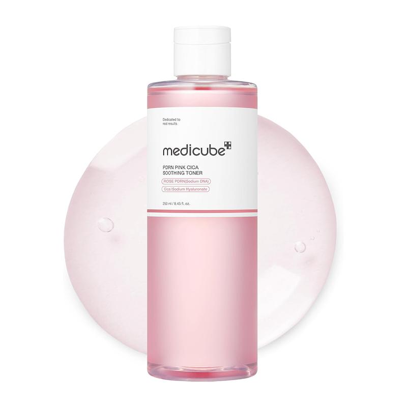 تونر صورتی تسکین دهنده و روشن کننده سیکا مدی کیوب | MEDICUBE PDRN Pink Cica Soothing Toner