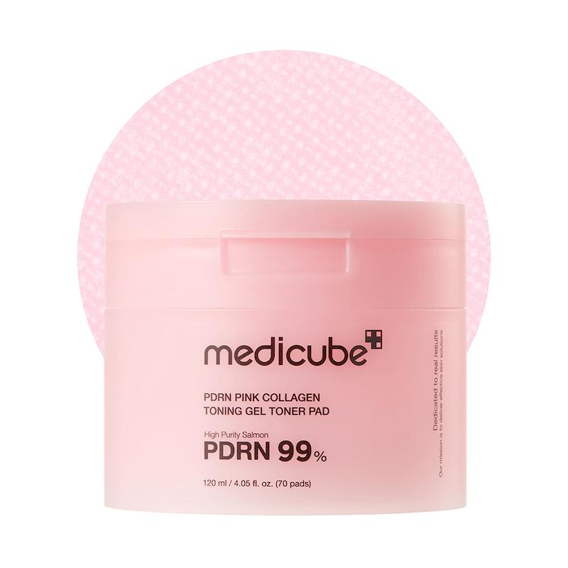 پد تونر ژلی PDRN و کلاژن مدی کیوب | Medicube PDRN Pink Collagen Toning Gel Toner Pad
