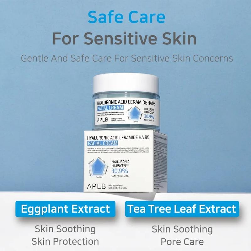 کرم صورت هیالورونیک اسید و سرامید ای‌پی‌ال‌بی | APLB Hyaluronic Acid Ceramide HA B5 Facial Cream