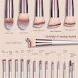 ست براش آرایشی ۱۸ تکه بی‌اس‌مال با کیف مشکی |  BS-MALL 18 Pcs Professional Makeup Brush Set with Black Case