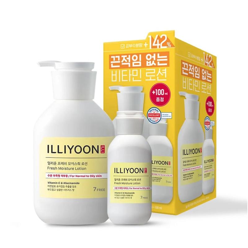 لوسیون مرطوب‌کننده و آبرسان فرش مویسچر ایلیون + سایز مسافرتی | ILLIYOON Fresh Moisture Lotion 350ml + 100ml Set