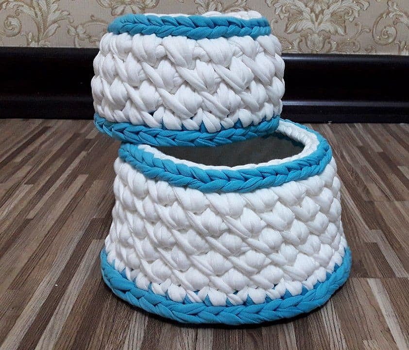 سبد بافت راپونزل دو تکه گرد 