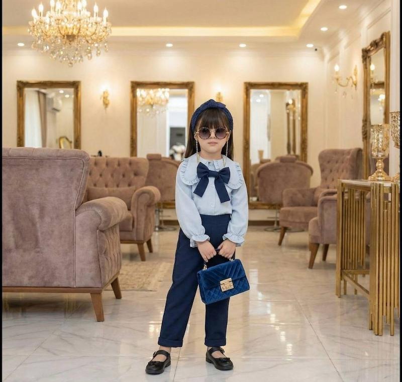 شومیز شلوار پاپیونی دخترانه