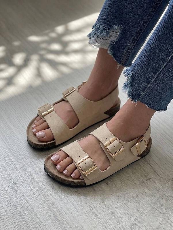 صندل سه سگک زیره چوب پنبه 3 سانت