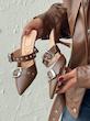 صندل ZARA دو سگک قابل تنظیم پاشنه 7 سانت پشت باز یراق خارجی