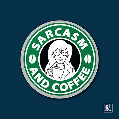 استیکر Sarcasm and Coffee