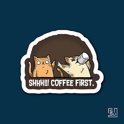 استیکر shh coffee first