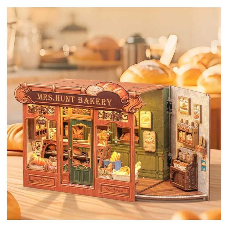کیت ماکت چوبی نانوایی کلاسیک خانم هانت (Mrs. Hunt Bakery) با نور LED