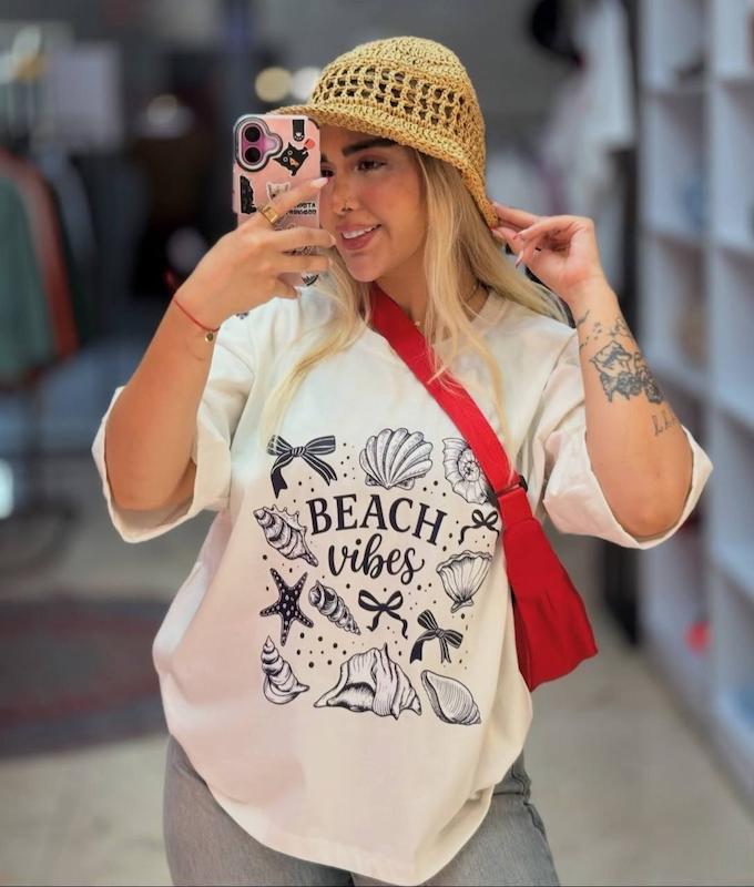 تیشرت باکسی بیچ وایبز beach vibes کد 0575