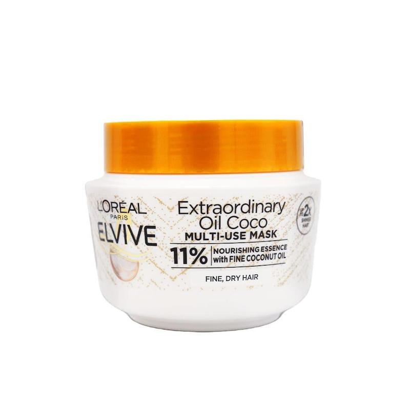 ماسک چندکاره مغذی مو با روغن نارگیل لورال مخصوص موهای خشک و نازک  L'Oréal Paris Elvive Extraordinary Oil Coco Multi-Use Mask