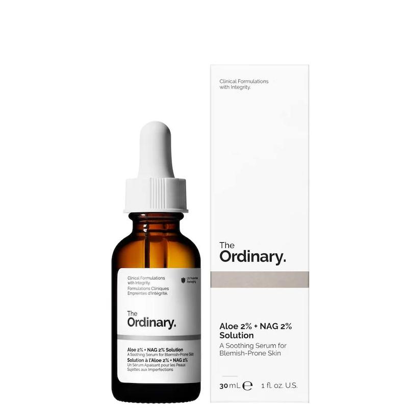 سرم تسکین‌دهنده و یکدست‌کننده پوست اوردینری با آلوئه‌ورا و NAG  Product Name: The Ordinary Aloe 2% + NAG 2% Solution