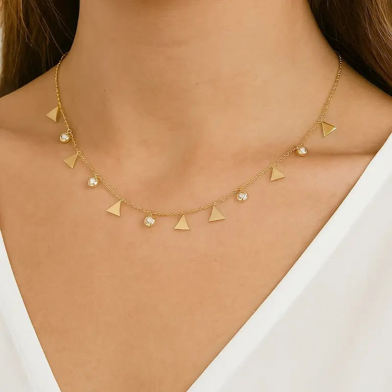 گردنبد طلایی مثلث چشم خدا استیل