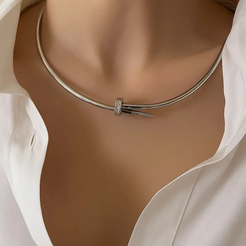 طوق نقره‌ای مینیمال آسا کد 1090