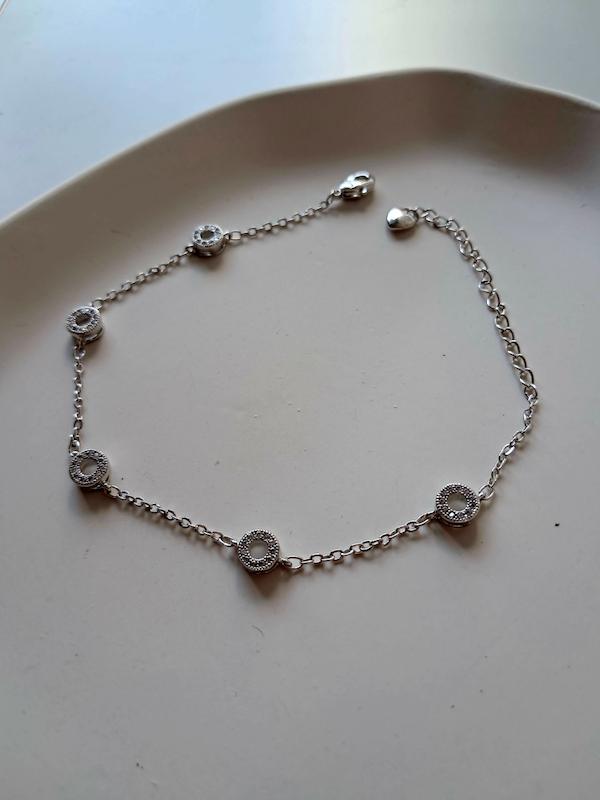 پابند نقره ای پنج نگین آسا 