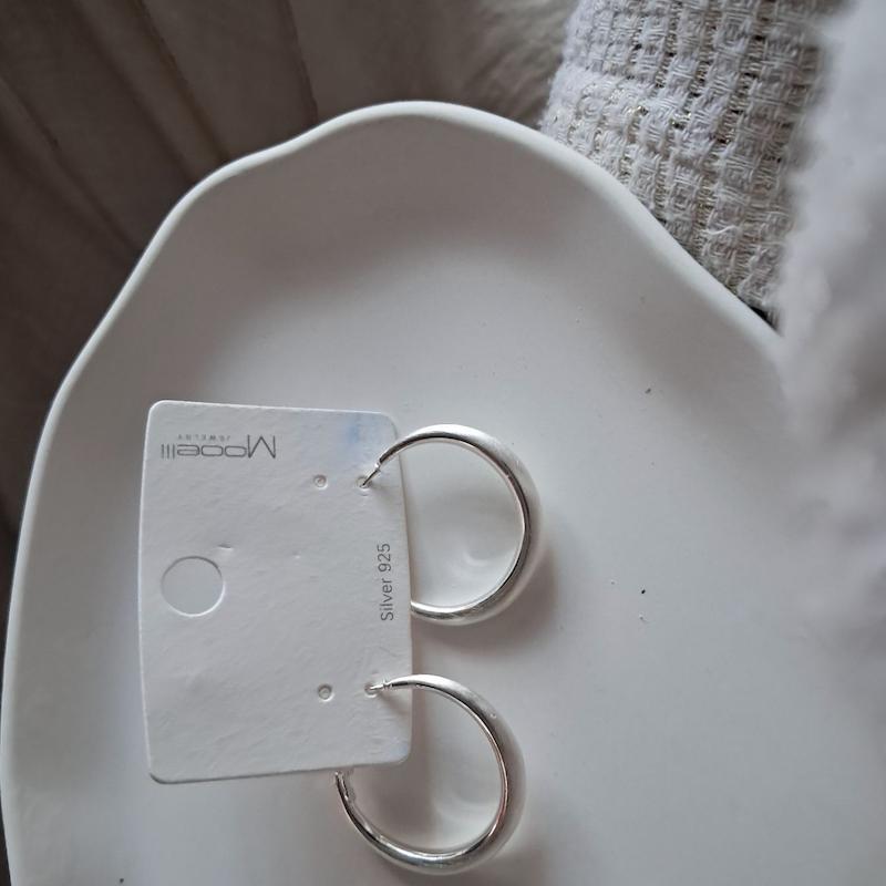 گوشواره  نقره ای مات حلقه‌ای مولی