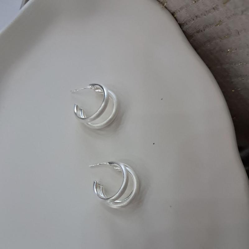 گوشواره نقره ای مات سه حلقه مولی