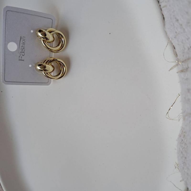 گوشواره طلایی گرد دو حلقه  فشن 