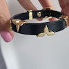 دستبند مشکی طلایی چرم لویی ویتون استیل 