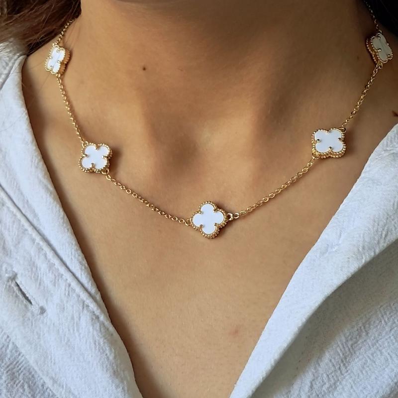 گردنبند طلایی سفید ونکیلیف آسا