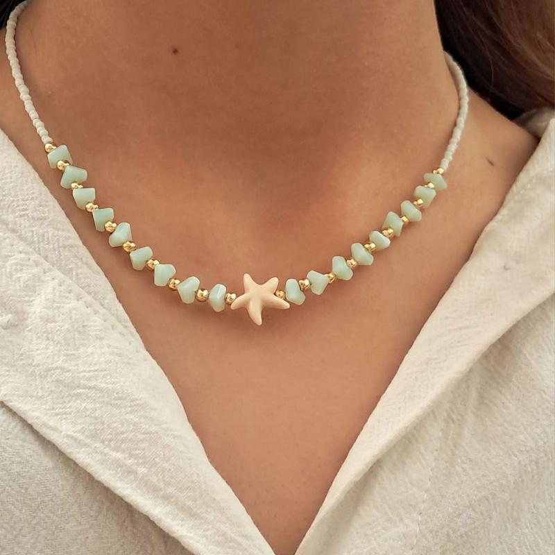 گردنبند سبز پاستیلی مرواریدی کد 1253