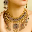 ست گردنبند گوشواره و پیشانی ریز وقار سربی طلایی