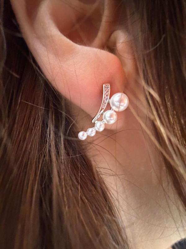 گوشواره نقره ای مرواریدی ژوپینگ کد  GO00043