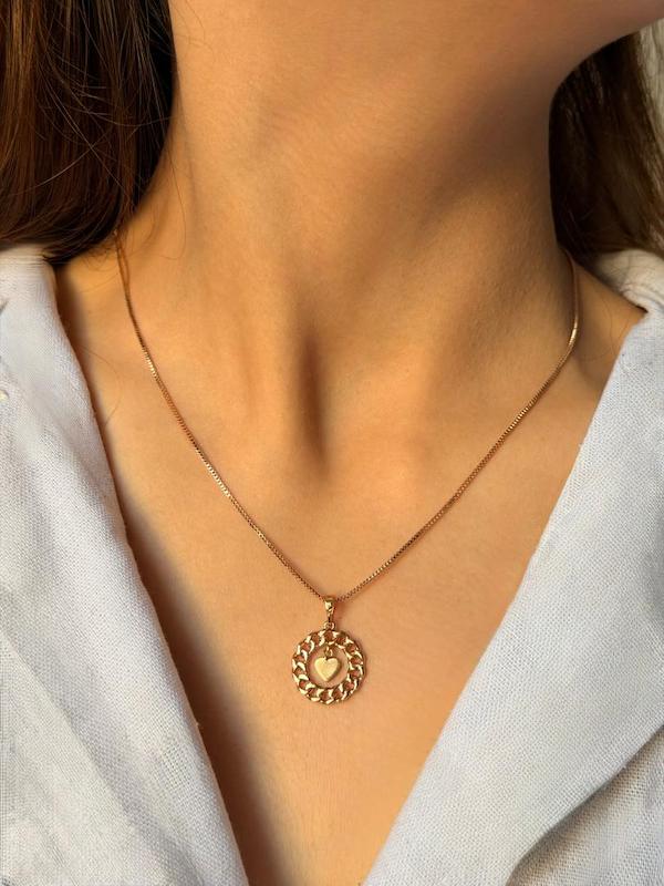 ست گردنبند و گوشواره کارتیر قلبی نگین دار ژوپینگ 