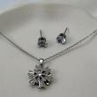 ست گردنبند گوشواره نقره‌ای گل الماسه چرخان استیل کد GA00057