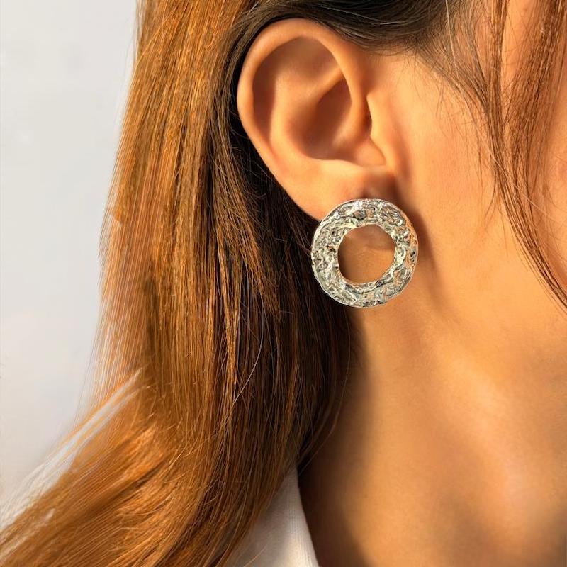  گوشواره نقره ای حلقه ای دفرمه لانمو