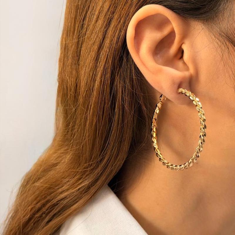 گوشواره طلایی حلقه ای بزرگ ژوپینگ