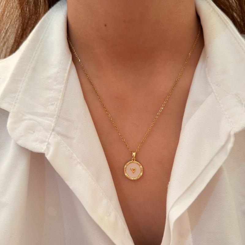 گردنبند سکه‌ای طلایی سفید طرح قلب