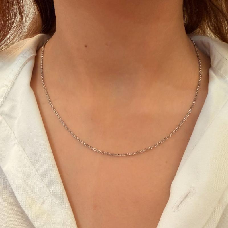 گردنبند زنجیر تک نقره‌ای کد GA00081