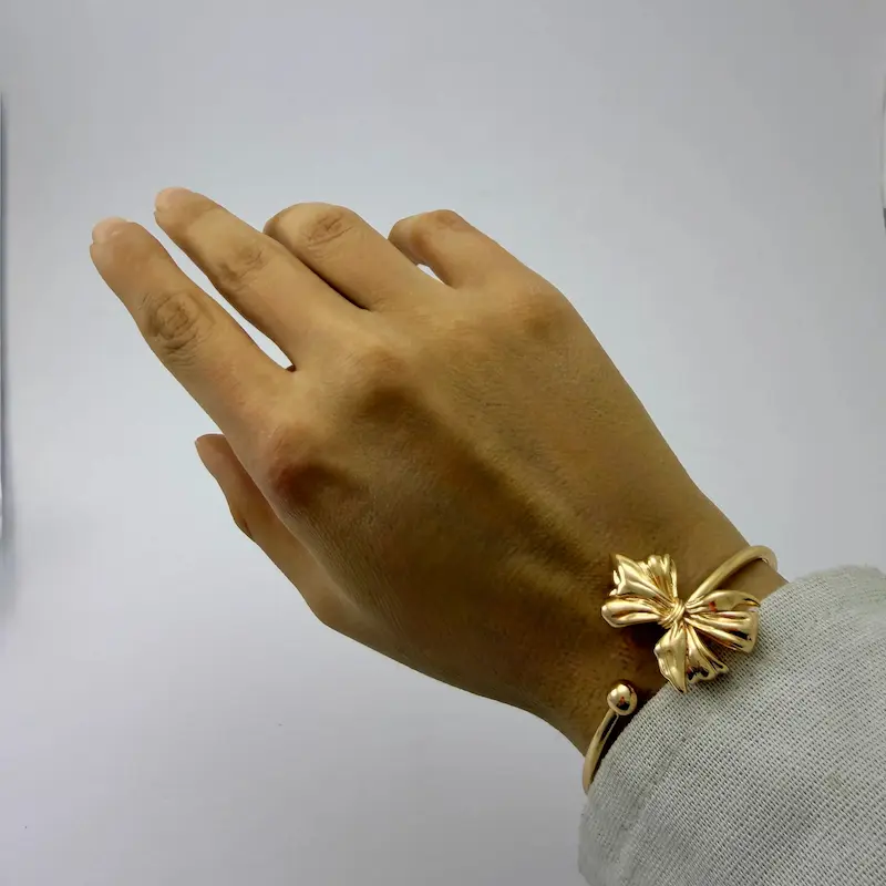 بنگل طلایی آب کاری طلا طرح پاپیون