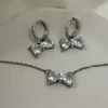 نیم ست گردنبند و گوشواره نقره ای استیل