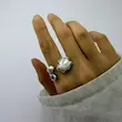 انگشتر نقره‌ای مرواریدی آب کاری نقره فشن