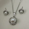 نیم ست گردنبند و گوشواره نقره ای مرواریدی استیل
