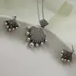 نیم ست گردنبند و گوشواره نقره ای استیل