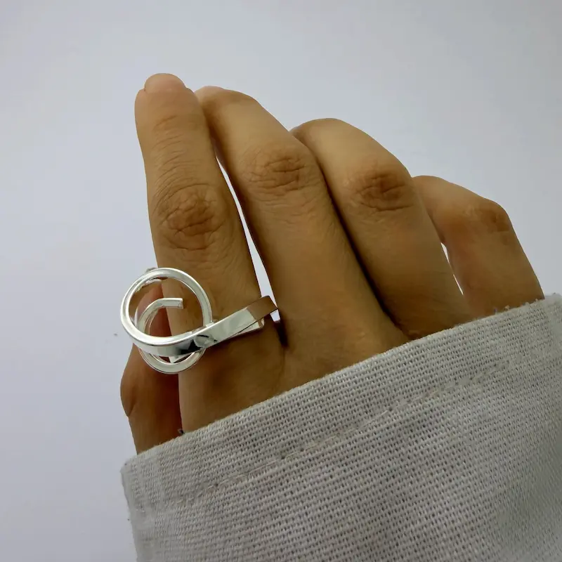 انگشتر نقره آب کاری نقره فشن