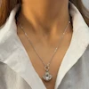 گردنبند نقره‌ای استیل صدف 